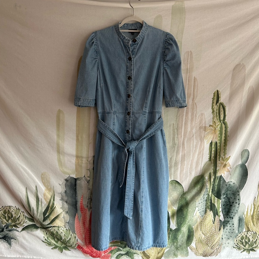 Denim Button-Up Midi Dress
